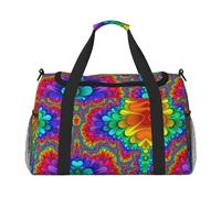 Bolsa de viaje de mano de color brillante, bolsa grande reutilizable para la compra, perfecta para actividades al aire libre, deportes, camping y comestibles, Negro -, Talla única