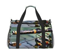 Bolsa de viaje de mano para caña de pescar, bolsa grande reutilizable, perfecta para actividades al aire libre, deportes, camping y comestibles, Negro -, Talla única