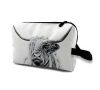 Bolsa de viaje de mariposa, bolsa de aseo grande, bolsa de cosméticos, estuche de lápices, organizador multifunción, bolsa de almacenamiento, diseño de vaca y animales de las tierras altas