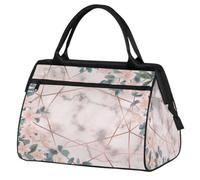 Bolsa de viaje de mármol con flores para mujeres y hombres, 24 L, bolsa de fin de semana con flores florales, bolsa deportiva para gimnasio, viajes, durante la noche, color, 24 L, Organizador de