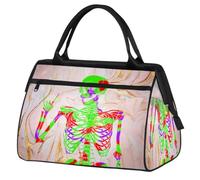 Bolsa de viaje de mármol del Día de los Muertos para mujeres, hombres, niños y niñas, bolsas de mármol para fin de semana, bolsas de noche de 24 L, bolsa de cabina para deportes, gimnasio, yoga,