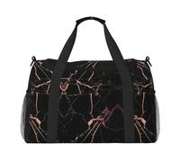Bolsa de viaje de mármol negro y oro rosa, bolsa de fin de semana, bolsa de mano para entrenamiento, deporte, hospital