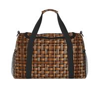 Bolsa de viaje de mimbre tejida con rejilla, bolsa de compras grande reutilizable, bolsa de vacaciones, bolsa deportiva con correa cruzada ajustable