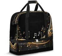 Bolsa de viaje de música abstracta para mujeres y hombres, con notas musicales, plegable, deportiva, gimnasio, fin de semana, noche, bolsa de mano con compartimento para zapatos, multicolor
