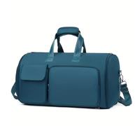 Bolsa de Viaje de Nailon de Gran Capacidad con separación de Humedad y Humedad, Correa for el Hombro y Funda for Barra de Tiro. Multifuncional.(Peacock Blue)