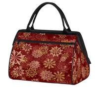 Bolsa de viaje de Navidad con copos de nieve para mujeres y hombres, 24 L, bolsa de fin de semana roja con copo de nieve para deportes, gimnasio, viajes, durante la noche, color, 24 L, Organizador de