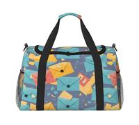 Bolsa de viaje de papelería postal con cremalleras y asas, bolsa de lona plegable grande para vacaciones familiares, Black, Talla única