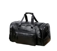 Bolsa de viaje de piel sintética para hombre, bolsa de gimnasio, bolsa de deporte, bolsa de viaje para equipaje de mano, para gimnasio, Un solo color, Style B Black