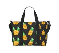 Bolsa de viaje de piña amarilla para hombre, bolsa de viaje para fin de semana, bolsa deportiva para gimnasio, Negro -, Talla única