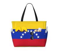 Bolsa de viaje de playa con estampado de bandera de Venezuela, bolsa de bolsillo inteligente, para vacaciones de verano, senderismo, camping, actividades al aire libre
