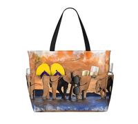 Bolsa de viaje de playa con estampado de perros de picnic de gran capacidad, reutilizable y ligera para vacaciones, camping y comestibles, Elefantes Arte, Talla única