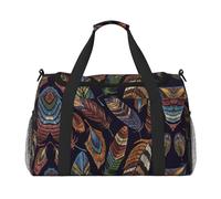 Bolsa de viaje de plumas de pavo real, bolsa de compras grande reutilizable, bolsa de vacaciones, bolsa deportiva con correa cruzada ajustable