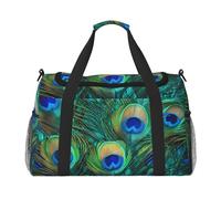 Bolsa de viaje de plumas de pavo real, bolsa de viaje étnica para gimnasio, bolsa de fin de semana para hombres y mujeres, equipaje de mano ligero para entrenamiento, vacaciones