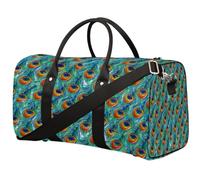 Bolsa de viaje de plumas de pavo real para mujeres, hombres, niñas, niños, estampado de pavo real, bolsas de fin de semana de 22,7 L, bolsa de equipaje de cabina para deportes, gimnasio, yoga, color,