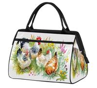 Bolsa de viaje de pollo para mujeres y hombres, 24 L, bolsa de fin de semana de gallina de granja, bolsa deportiva para gimnasio, viajes, durante la noche, color, 24 L, Organizador de bolsas