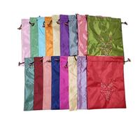Bolsa de viaje de satén bordada personalizada para mujer, con cordón, bolsas de almacenamiento de zapatos reutilizables al por mayor con forro, Colores mixtos (10 unidades), 10.6 x 14 inch about