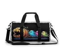 Bolsa de viaje de tres fantasmas de dibujos animados para Halloween, gimnasio, para mujeres y hombres, bolsa de lona cilíndrica con correa para el hombro