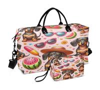 Bolsa de viaje de verano con diseño de perros salchicha sin costuras para hombres y mujeres, bolsa de gimnasio con bolsa de almacenamiento, bolsa de fin de semana, bolsas de transporte para viajes,