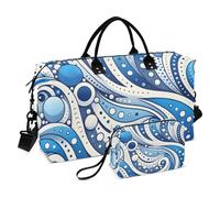 Bolsa de viaje de viaje, azul y blanco, sin costuras, confeti, bolsa de gimnasio con bolsa de almacenamiento, bolsa de fin de semana, bolsa de noche, para hombres y mujeres, viajes, deportes, yoga,