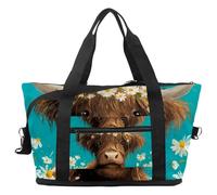 Bolsa de viaje de viaje con corazones de vacas de las tierras altas, bolsa expansible para fin de semana, bolsa de noche, impermeable, para deporte, gimnasio, hospital, Multicolor 12, Talla única