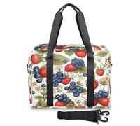 Bolsa de viaje de viaje con flores de fresa y arándanos para mujeres, hombres, niñas, niños, bolsa de fin de semana, bolsa de viaje de 32 L, bolsa grande para viajes, deportes, gimnasio, color, Big,