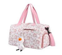 Bolsa de viaje de viaje con separación en seco y húmedo con bonito colgante, bolsa de viaje de fin de semana, organizador de equipo de fitness para botella de agua, toallas, pantuflas, Pink, Refer to