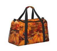 Bolsa de viaje de viaje para fin de semana, gimnasio, para mujeres y hombres, equipaje de mano bajo el asiento, escena de otoño con calabazas y hojas