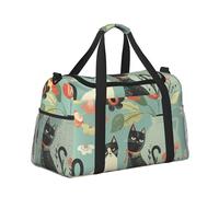 Bolsa de viaje de viaje para fin de semana, gimnasio, para mujeres y hombres, equipaje de mano bajo el asiento, gatos de dibujos animados