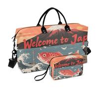 Bolsa de viaje de viaje para fin de semana/noche con bolsa de aseo para entrenamiento, juego de 2 piezas Welcome To Japan Scenery Culture