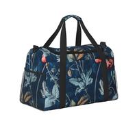 Bolsa de viaje de viaje para fin de semana, para gimnasio, para mujeres y hombres, equipaje de mano bajo el asiento, flores de amapola y hojas