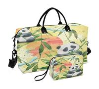 Bolsa de viaje de viaje para gimnasio, bolsa de viaje con bolsa de aseo para viajes de negocios, impermeable, lindo panda come arboleda oriental, Multi, 1 size, Moderno / Equipada