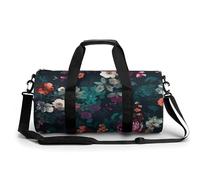 Bolsa de viaje de viaje para hombres y mujeres, bolsas de noche de gran capacidad, flores vintage oscuras, bolsa de viaje, deportes, gimnasio, bolsa de lona para viajes, yoga, blanco, 17.7 pulgadas/9