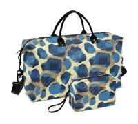 Bolsa de viaje de viaje para la noche, bolsa de gimnasio con correa ajustable para senderismo, juego de 2 piezas, Estampado animal, negro