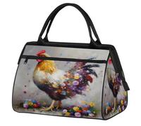Bolsa de viaje de viaje para mujeres, hombres, niños y niñas, 24 L, bolsa de fin de semana, bolsa deportiva, gimnasio, viajes, fin de semana, acuarela, flor de gallo, color, XXL, Organizador de bolsas