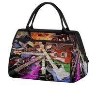 Bolsa de viaje de viaje para mujeres, hombres, niños y niñas, bolsa de fin de semana, bolsa de deporte para gimnasio, viajes, fin de semana, creatividad, música, guitarra eléctrica, color, XXL,
