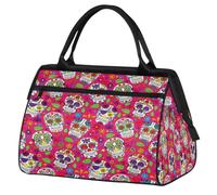 Bolsa de viaje de viaje para mujeres, hombres, niños y niñas, bolsa de fin de semana de 24 L, bolsa de deporte, gimnasio, viajes, bolsa de fin de semana, calavera de azúcar, día de los muertos, color,