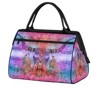 Bolsa de viaje de viaje para mujeres, hombres, niños y niñas, bolsa de fin de semana de 24 L, bolsa de deporte, gimnasio, viajes, fin de semana, colorido mandala étnico, calavera, color, XXL,