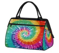 Bolsa de viaje de viaje para mujeres, hombres, niños y niñas, bolsa de fin de semana de 24 litros, bolsa de deporte, gimnasio, viajes, fin de semana, bolsa de fin de semana, arco iris, teñido anudado,