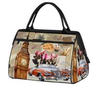Bolsa de viaje de viaje para mujeres, hombres, niños y niñas, bolsa de fin de semana de 24 litros, bolsa de deporte, gimnasio, viajes, fin de semana, Reino Unido, Londres, diseño vintage de póster,