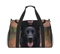 Bolsa de viaje de viaje resistente al agua con diseño de perro pastor alemán, color negro, bolsa compacta para deportes, gimnasio y fin de semana para hombres y mujeres