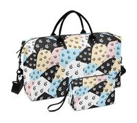 Bolsa de viaje decorativa colorida con bloques abstractos, bolsa de viaje con bolsa de aseo para viajes, bolsa plegable para viajar en avión de mujer