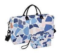 Bolsa de viaje decorativa con diseño de terrazo azul glorioso con correa ajustable para viajes en avión, bolsas de gran capacidad para viajar en avión de mujer