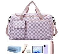 Bolsa De Viaje Deportes, Bolsa de Viaje de Gran Capacidad, Organizador De Equipo Atlético Impermeable A Cuadros con Compartimento para Zapatos Deportivos para Gimnasio Baloncesto Fútbol Yoga Natación