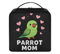 Bolsa de viaje diseñada con diseño de loro, mamá, hojas, meme para amantes de los pájaros | Con divisores, elegante bolsa de maquillaje grande para teléfono/espejo