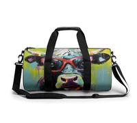 Bolsa de viaje divertida con diseño de vaca en gafas, bolsa de gimnasio ligera, Estilo:, 17.7in/9in/9in