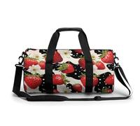 Bolsa de viaje divertida con estampado de piel de vaca y fresas, bolsa de gimnasio ligera, Estilo:, 17.7in/9in/9in