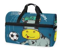 Bolsa de viaje divertida de vaca jugando al fútbol, para hombres, mujeres, niños, niñas, adolescentes, bolsa de gimnasio deportiva de gran tamaño con compartimento para zapatos, bolsa de entrenamiento
