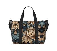 Bolsa de viaje espléndida con estampado de damasco, para gimnasio y viajes, ideal para escapadas deportivas de fin de semana, color negro, talla única, Black, Talla única