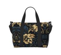 Bolsa de viaje espléndida con estampado de damasco, para gimnasio y viajes, ideal para escapadas deportivas de fin de semana, color negro, talla única, Black, Talla única