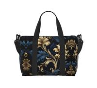 Bolsa de viaje espléndida con estampado de damasco, para gimnasio y viajes, ideal para escapadas deportivas de fin de semana, color negro, talla única, Black, Talla única
